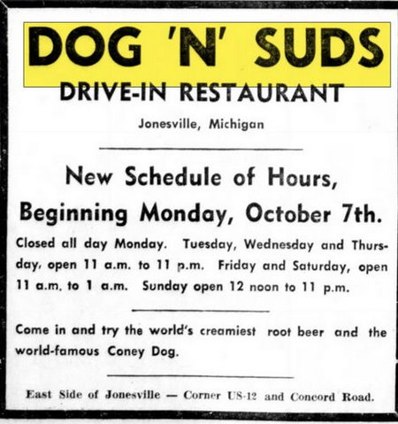Coney Hut Drive Inn - Oct 1963 Ad